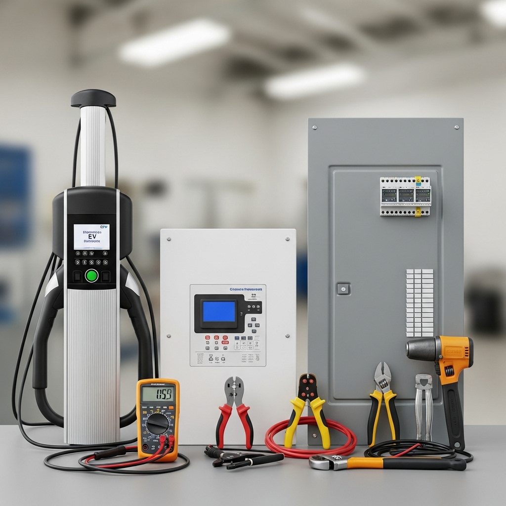 Old Home EV/Electrical Modernizer professional electrician installing modern electrical panel upgrades in historic San Diego home